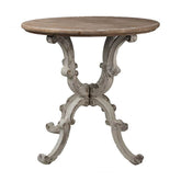 Prémium kategóriás, fenyőfából készül, 80 cm átmérőjű, Shabby Chic stílusú faragott lábú körasztal