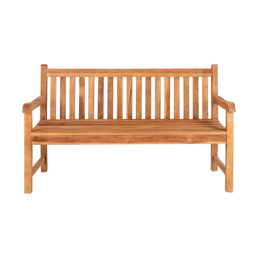 Mediterrán stílusú, 150 cm hosszú, kézműves kerti teakfa pad.