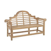 Angol vidéki stílusú, natúr színű teakfából készült kerti pad.