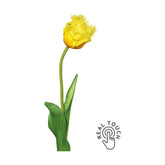 Élethű megjelenésű, Real Touch hatású, sárga színű, rojtos tulipán művirág.