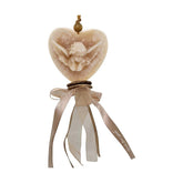 Vintage stílusú, vanília illatú kézműves illatfüzér, angyal figurás szív formájú krémviasszal.