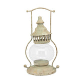 Vintage stílusú, viharlámpa formájú lámpás, antikolt fém felülettel