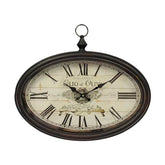 Vintage stílusú fémből készült ovális falióra "Olio di Oliva" felirattal