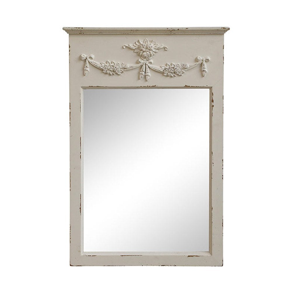 Shabby Chic stílusú tört fehér színű vintage falitükör