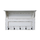 Antikolt felületű krém színű fali fogas konzolos polc kialakítással.