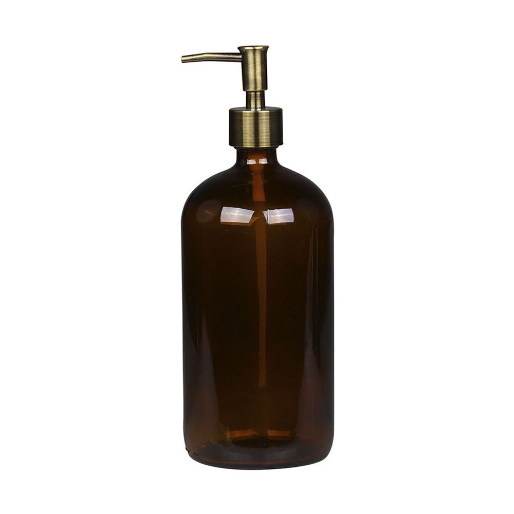 Sötétbarna üvegű, nagyméretű, 1 literes, vintage stílusú folyékony szappanadagló.