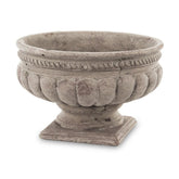 Antikolt szürke színű,, öblös kialakítású, talpas kerámia kaspó tál.