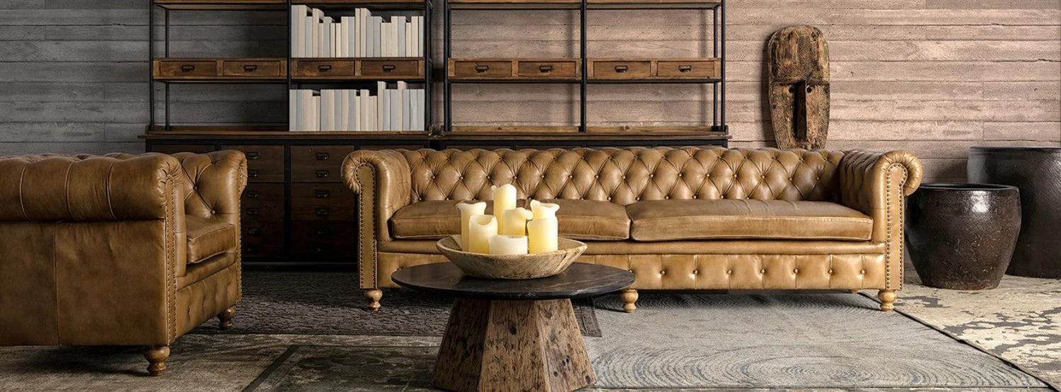 Klasszikus chesterfield ülőgarnitúra.