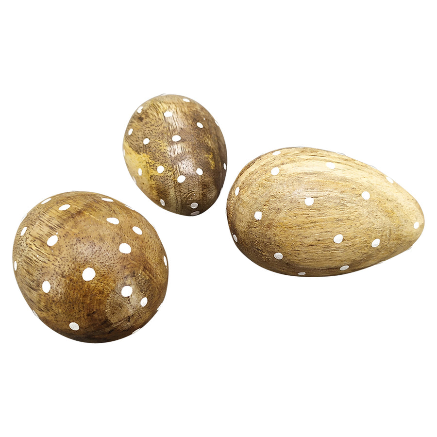 Mangófából készült, 12 darabos húsvéti dekor tojás szett.