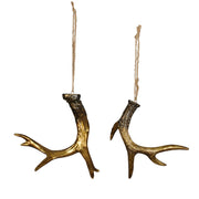 Antik aranyszínű, agancs formájú karácsonyfadísz szett.