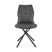 Szén szürke színű műbőr szövettel kárpitozott, kortárs dizájn étkezőszék.
