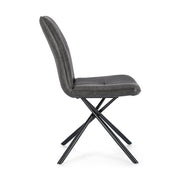 Szén szürke színű műbőr szövettel kárpitozott, kortárs dizájn étkezőszék.