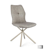 Szürkésbarna) színű műbőr szövettel kárpitozott, kortárs dizájn étkezőszék.