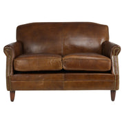 Normandie kollekciós 2 személyes bőrkanapé szemből, elegáns, ívelt háttámlával és klasszikus formavilággal.