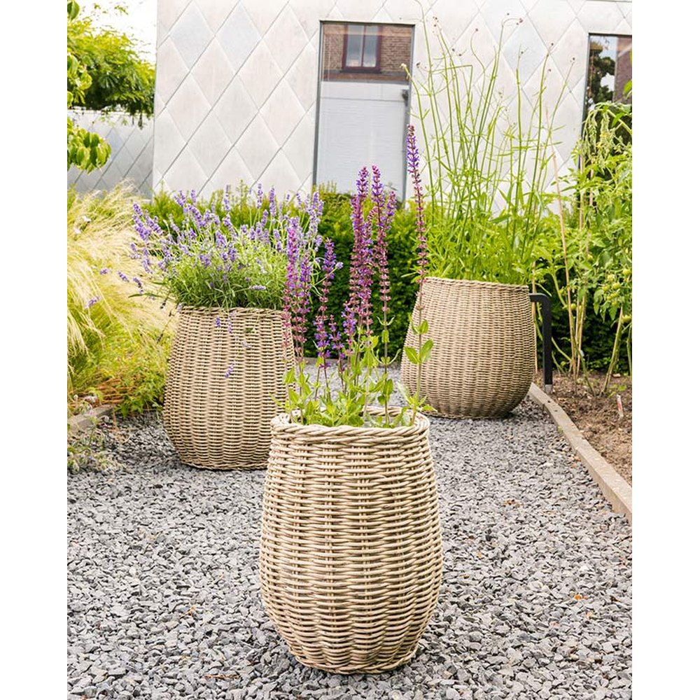 SIONA 3 db-os natúr műrattan kosár kaspószett 50 cm