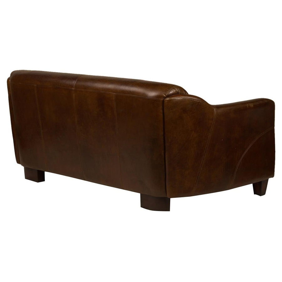 Gentleman Cigare bőrkanapé hátulnézetből, elegáns és letisztult vintage vonalvezetéssel