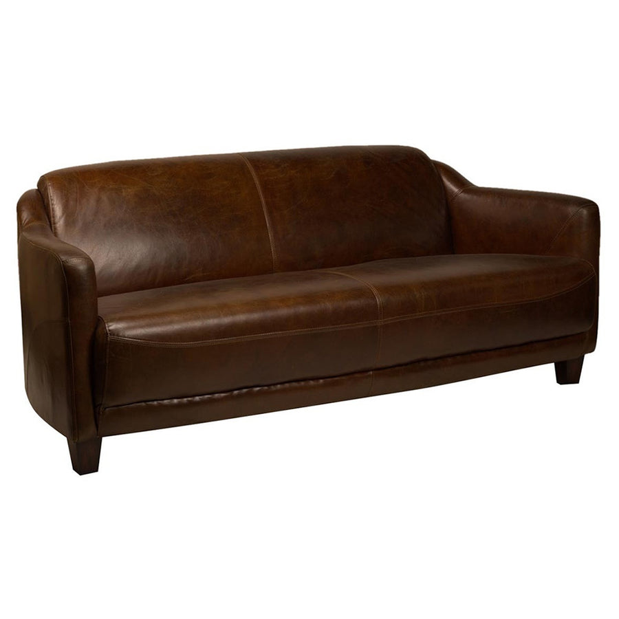 3 személyes vintage stílusú bőrkanapé dohánybarna marhabőr kárpittal, Gentleman Cigare kollekció