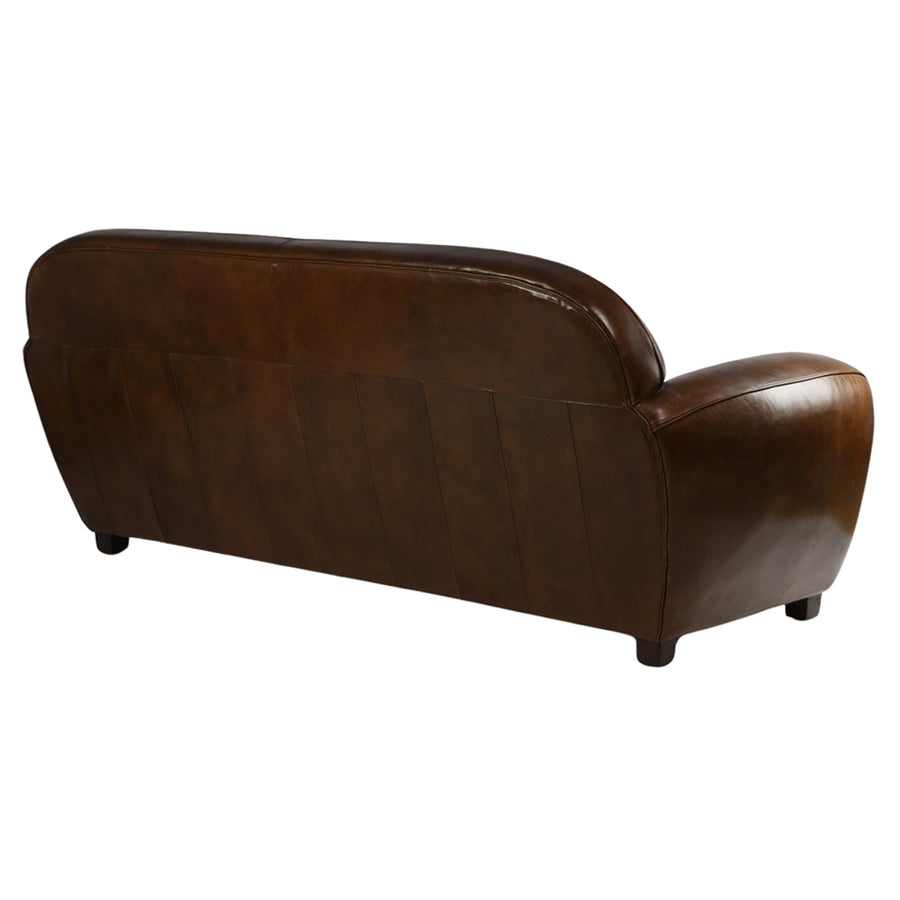 Dohánybarna színű bőrrel kárpitozott, 3 személyes bőrkanapé.