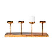 Patinás, antikolt felületű, sárgaréz színű fémből készült 4 ágú gyertyatartó