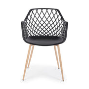 Fekete színű, modern műanyag étkezőszék.