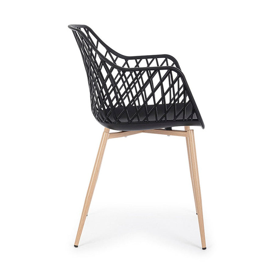 Fekete színű, modern műanyag étkezőszék.