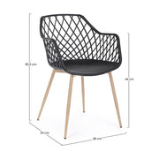 Fekete színű, modern műanyag étkezőszék.