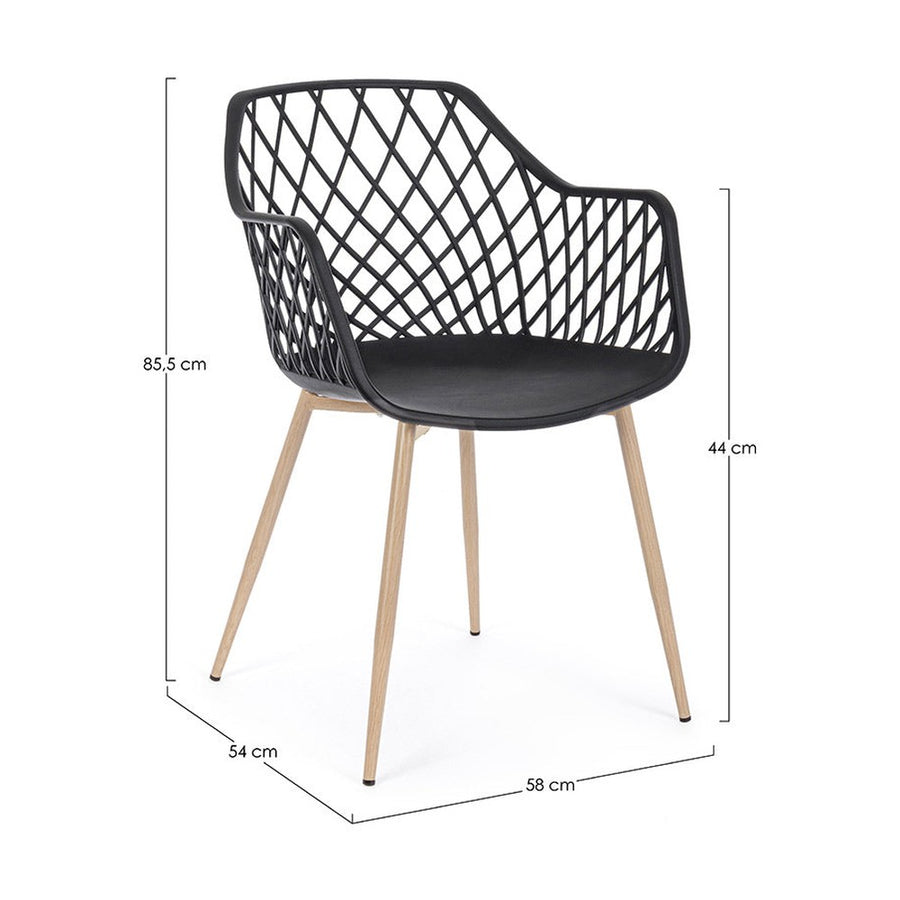 Fekete színű, modern műanyag étkezőszék.