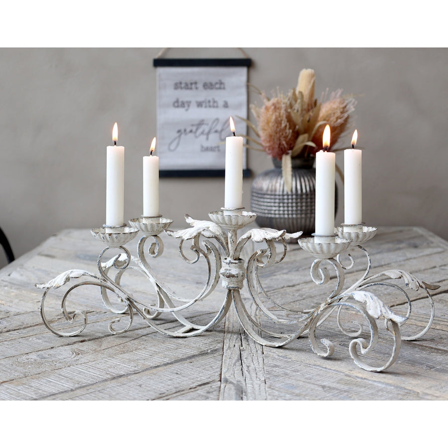 Shabby Chic stílusú ötágú Antoinette gyertyatartó