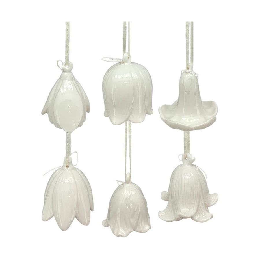 6 darabos függeszthető porcelán virágcsengő szett.