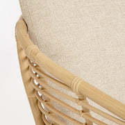 Mediterrán, natúr színű, bambuszhatású alumíniumból készült, kerti fotel olefin párnákkal