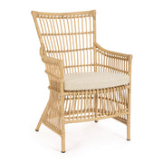 Mediterrán, natúr színű, bambuszhatású alumíniumból készült, kerti fotel olefin párnákkal