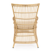 Mediterrán, natúr színű, bambuszhatású alumíniumból készült, kerti fotel olefin párnákkal