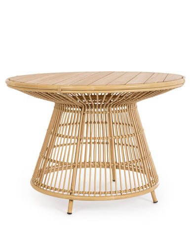 ADELMA fém-műrattan kerti étkezőasztal Ø 110 cm