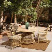 ADELMA fém-műrattan kerti étkezőasztal Ø 110 cm