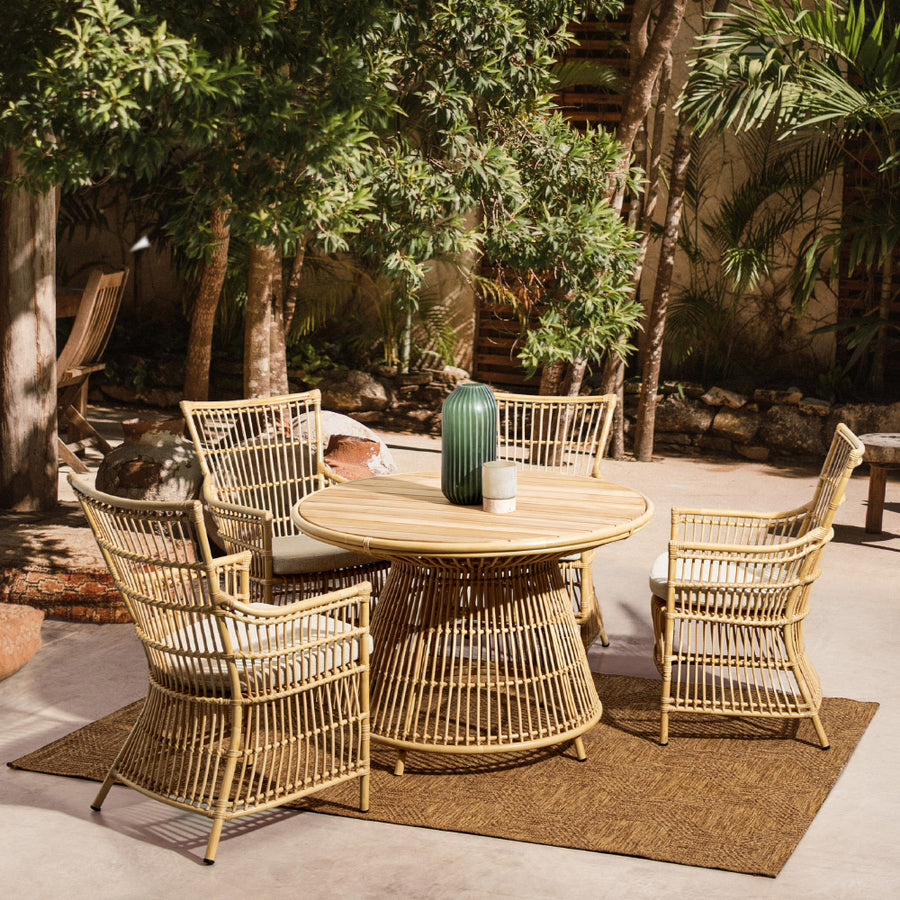 ADELMA fém-műrattan kerti étkezőasztal Ø 110 cm