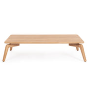 Kortárs stílusú, 120 cm hosszú, design teakfa dohányzóasztal