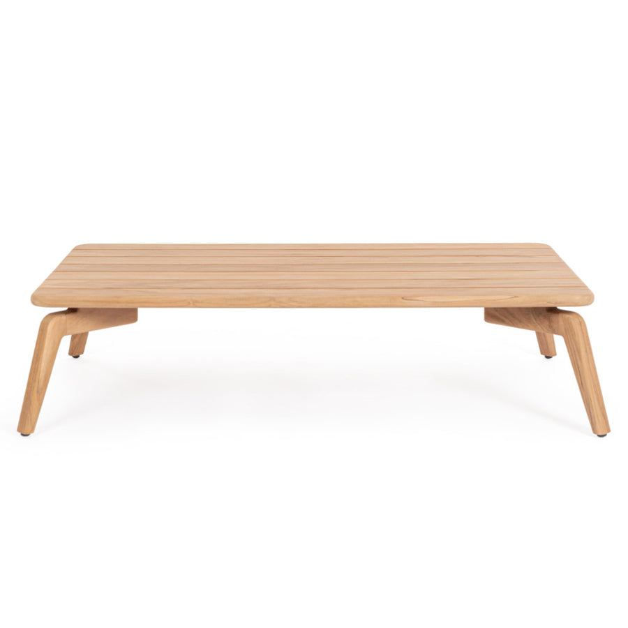 Kortárs stílusú, 120 cm hosszú, design teakfa dohányzóasztal