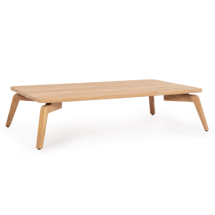 Kortárs stílusú, 120 cm hosszú, design teakfa dohányzóasztal