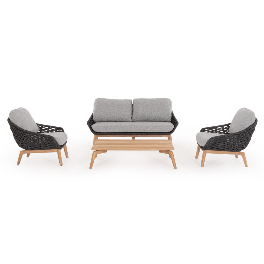 Kortárs stílusú, 120 cm hosszú, design teakfa dohányzóasztal