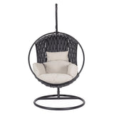 Galapagos modern kültéri függőfotel fekete kötélfonattal frontnézet