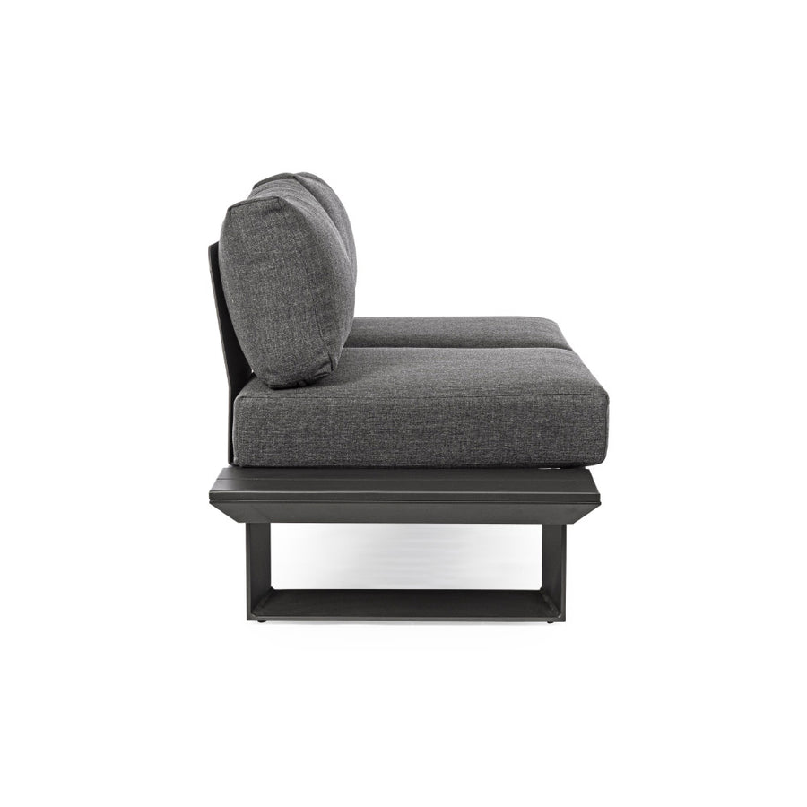 Konnor kétszemélyes kültéri kanapé fekete alumínium szerkezettel oldalnézetből