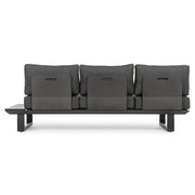 Konnor háromszemélyes kerti kanapé fekete párnákkal hátoldali nézet