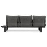 Konnor háromszemélyes kerti kanapé fekete párnákkal hátoldali nézet