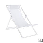 kortárs stílusú, dönthető, fehér színű, alumínium kerti pihenőszék
