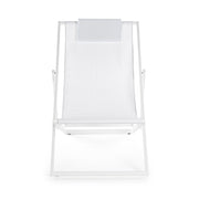 kortárs stílusú, dönthető, fehér színű, alumínium kerti pihenőszék