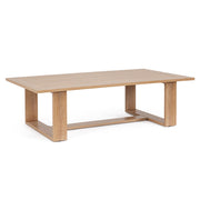 Kortárs stílusú, fahatású porszórt alumí készült, 6 személyes kerti ülőgarnitúra homokszínű ülő- és hátpárnákkal.