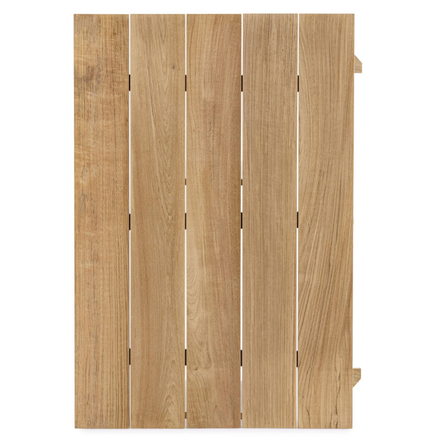 Bővíthető, sötétszürke színű alumínium étkezőasztal natúr színű teakfa fedlappal.