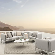 Kortárs stílusú, fehér-bézs színű, kerti design fotel