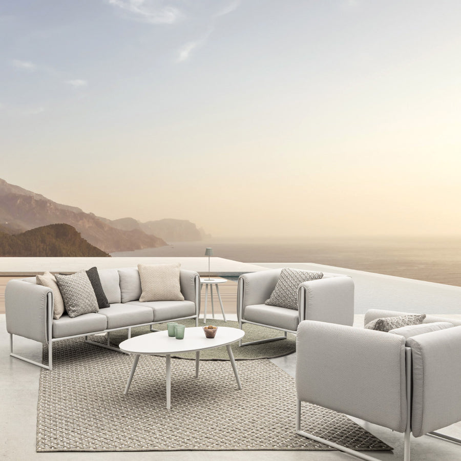 Kortárs stílusú, fehér-bézs színű, kerti design fotel