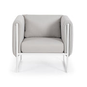 Kortárs stílusú, fehér-bézs színű, kerti design fotel